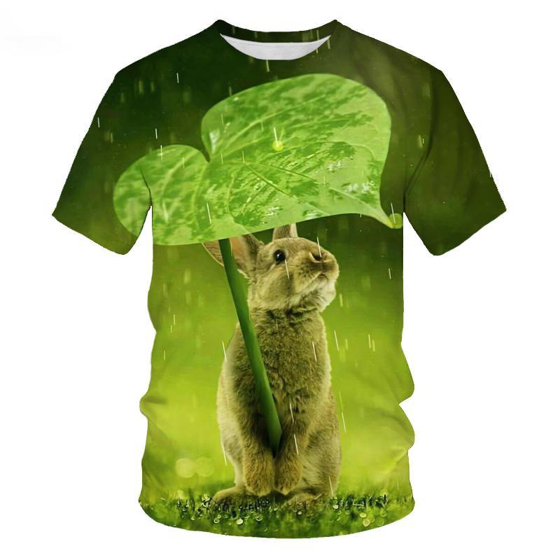 Fashion Cute Rabbit Hare Bunny 3D Print T-Shirts Summer Men Women Short Sleeve T Shirt Oversized Harajuku Tees Tops Kid Clothing