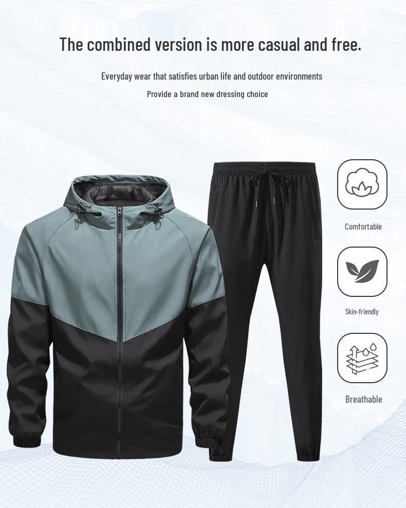 European Men's Casual Jacket & Sports Two-Piece Set - Trendy, Handsome, and Youthful