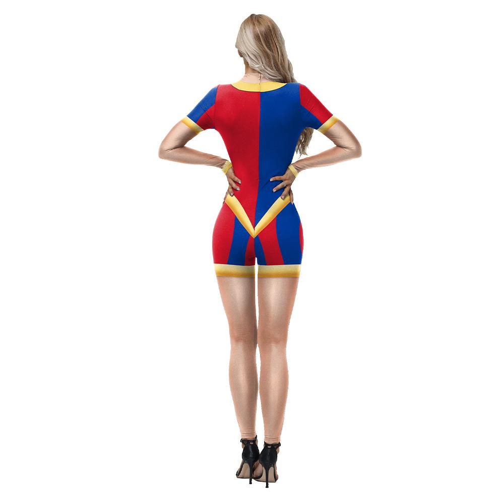 Circus Clown Halloween Jumpsuit Adult Woman Digital Print Stage Performance Cosplay Costume  Festival Party Role Play Dress Up