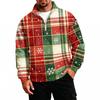 Men's Casual Stand Collar Sweatshirt with Holiday Christmas Print