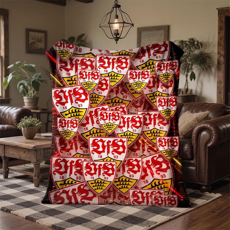 VfB Stuttgart Football Print Flannel Blanket Soft Warm Sofa Bed Throw Blanket For Home Office Bedroom