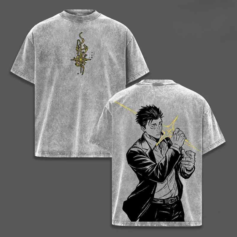 

Jujutsu Kaisen Higuruma Hiromi Printed Tee Men Women Retro Washed T-shirts Cotton T Shirt Oversized Clothing Harajuku Tshirt XXL сірий колір