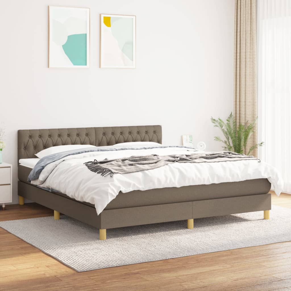 Box Spring Bed with Mattress Taupe 180x200 cm Fabric