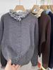 Chic Color Block Lace Round Neck Sweater Cardigan - Women's Slim Fit Top for 2025 Autumn/Winter.