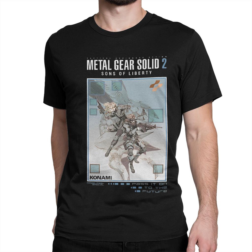 Men Women MGS2 Snake Raiden T Shirt Metal Gear Game 100% Cotton Clothing Vintage Short Sleeve Crew Neck Tees Plus Size T-Shirt