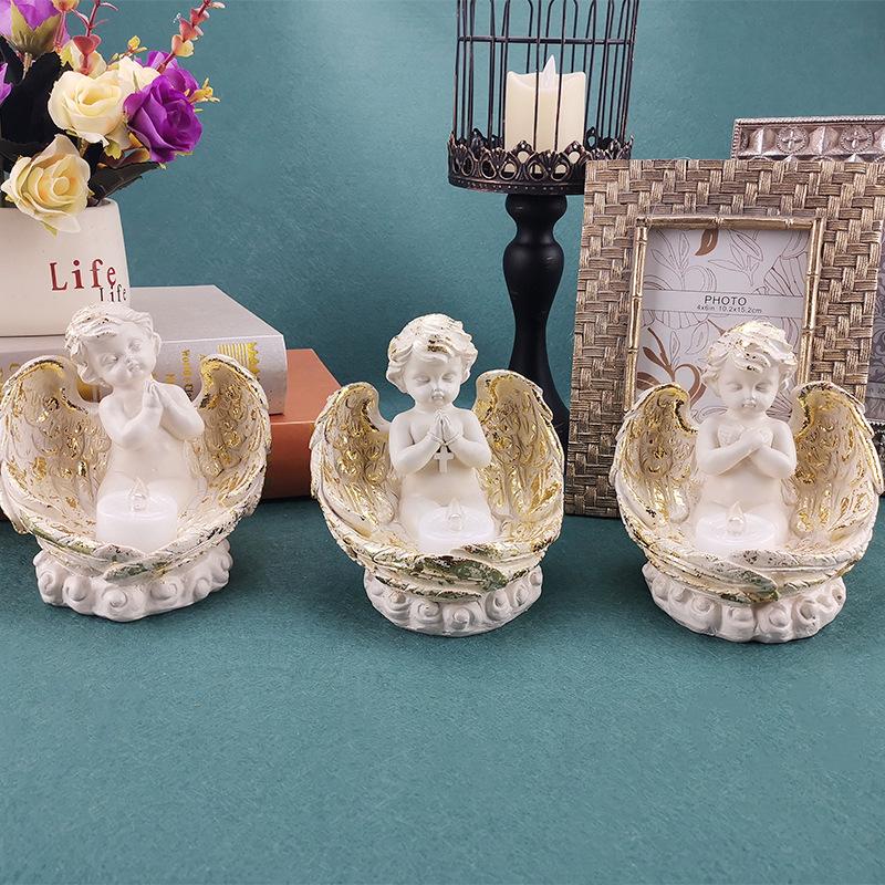 Angeli Nordici in Resina LED Portacandele Ornamenti per Decorazione Soggiorno