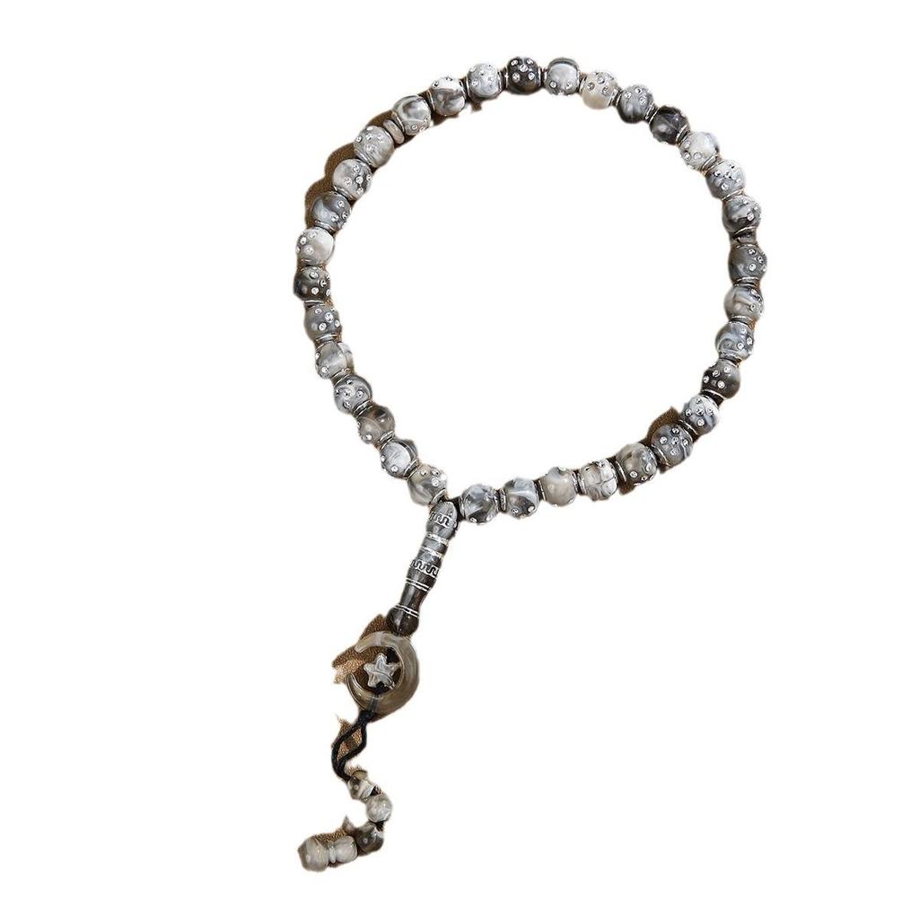 Hui Muslim Prayer Tasbih: 33 Handmade Imitation Amber Beads for Zikr and Jewelry.