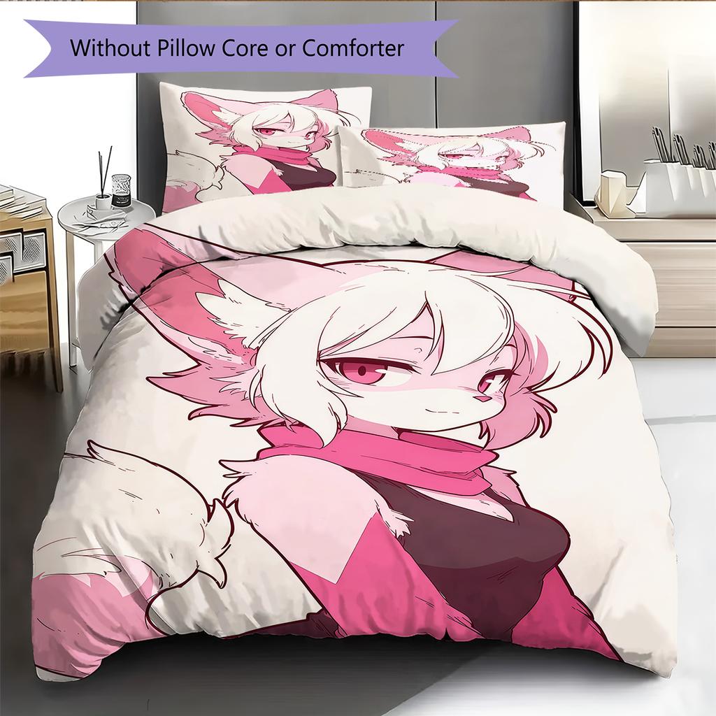 Sada povlečení s anime vzorem, přikrývka a povlak na polštář, bytová dekorace, dárek k narozeninám (1 * povlak na peřinu + 2 * povlak na polštář, bez jádra)