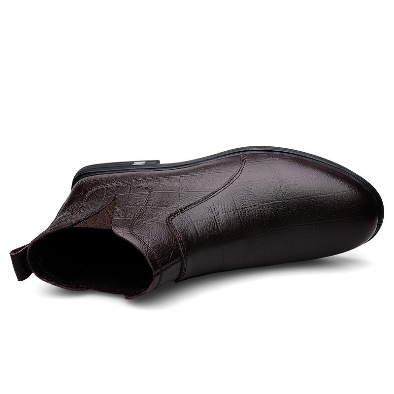 Pánské boty z pravé kůže Kožešinové Zimní Pánské Módní Kotníkové Boty Business Casual Pánské Sněhule Pracovní Obuv Pánské Boty Chelsea Boty