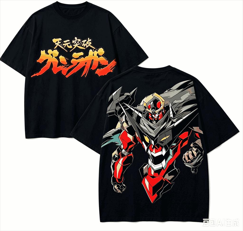 Tengen Toppa Anime Lover T-shirt Harajuku Cotton New Model High Street Retro Oversized Unisex H