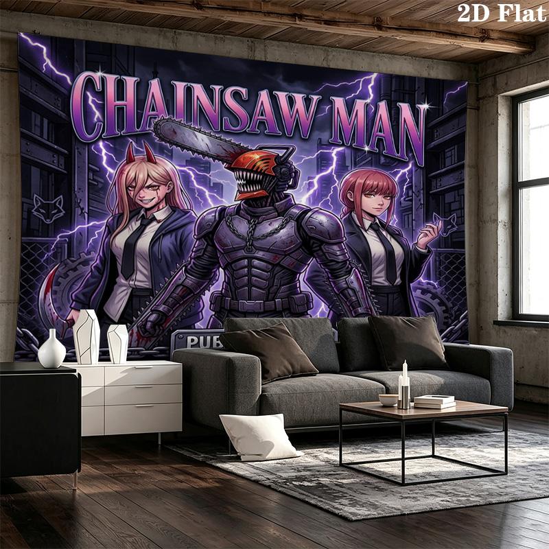 Chainsaw Man Wall Tapestry Aesthetic Wall Hanging Printed Fabric Blanket Decorative Tapestries For Bedroom Living Room Home Decor