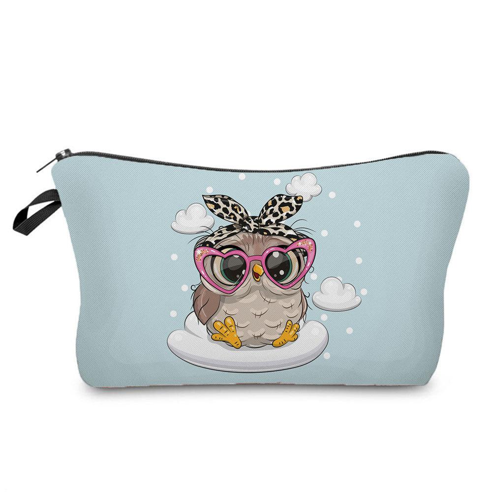 Women Owl Print Cosmetic Bag Toiletries Organize Travel Storage Case 6697