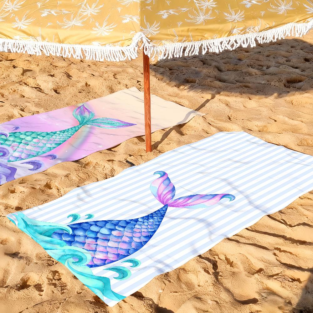 Mermaid Tail Dreamlike Fairytale Cartoon Quick Drying Beach Towels Are Suitable For Swimming Pools Camping Yoga And The Gym