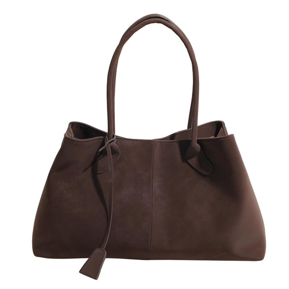 High Quality Versatile Tote Bag Large Capacity Faux Suede Shoulder Bag Solid Color Handbag for Women