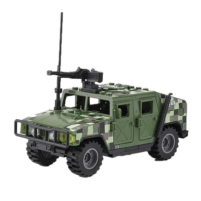 WWII Military Jeeped Car Vehicles Building Block Soldier Army Figure Weapons Heavy Machine Gun Gatling NSV Accessories Toys  Playsets K037