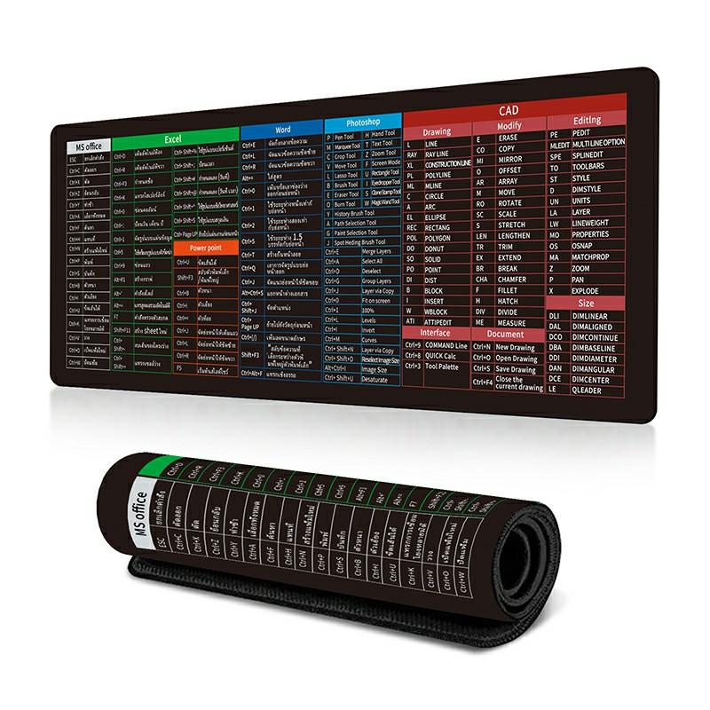 

Гумовий настільний килимок 300*800*2 мм, клавіші швидкого доступу, протиковзкий килимок для ігрової миші Thai Shortcut Keys