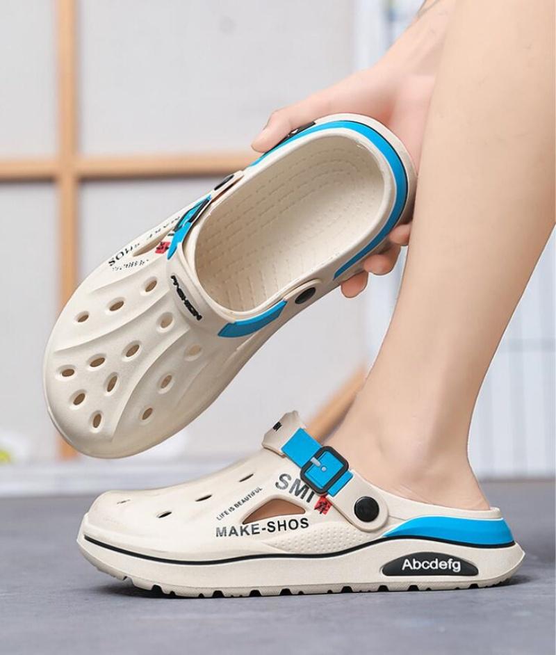 

Летние мужские клоги, тапочки, модная стелька из ЭВА, мужские тапочки с поддержкой свода стопы, водонепроницаемая садовая обувь для мужчин, пляжная обувь 44-45 бежевый