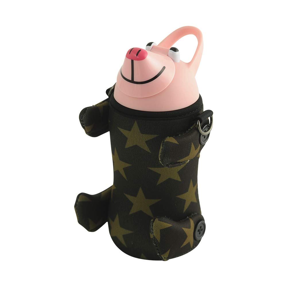 Термокружка Бутылка Животное Звезда 380мл Черная