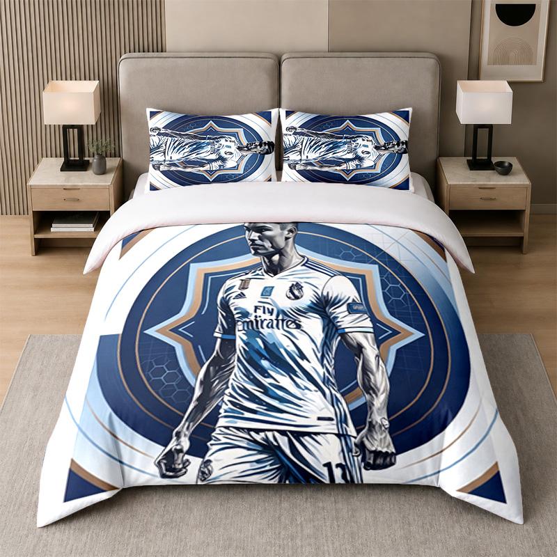 3Pcs Bedding SetCristiano Ronaldo Soft Bed Sheet and Two Pillowcases Home Bedroom Decor