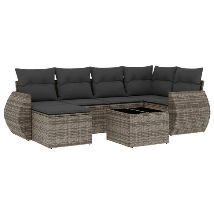 VidaXL Garden Lounge Set with Cushions 7 Pcs, Patio Sofas, Patio Furniture Set, Outdoor Furniture, Grey 3254007