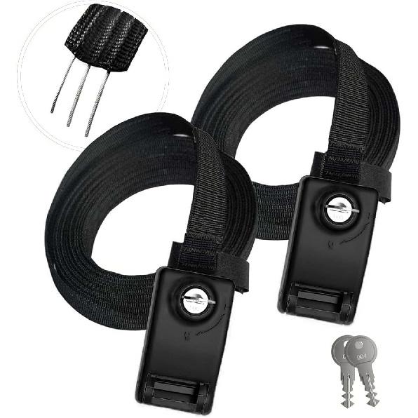 Lovinouse 2025 Upgraded 2 Pack Lockable Tie Down Strap, with 3 Stainless Steel Cables, for Lashing Locking Kayak, Bike, Surfboard, 10 Feet Each