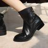 Shoes for Women 2024 Autumn New Fashion Women's Boots Hot Selling Round Toe Solid Low Heel Buckle Casual Short Boots Female