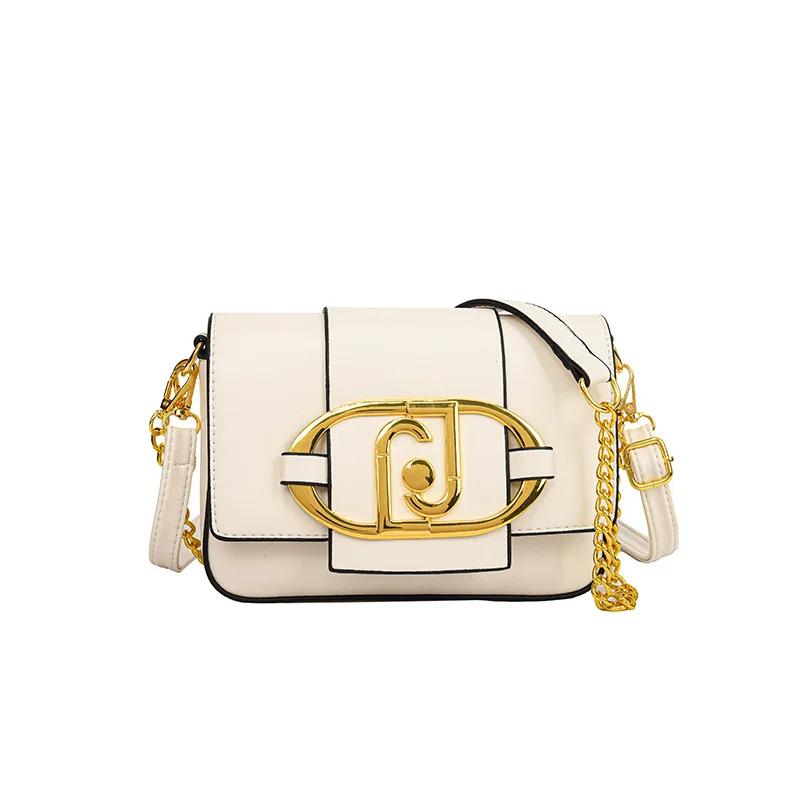 Wielofunkcyjna Metalowa Torba Crossbody z Łańcuszkiem dla Pań Zamek Torba na Ramię Luksusowy Design kwadratowe torby nowa moda