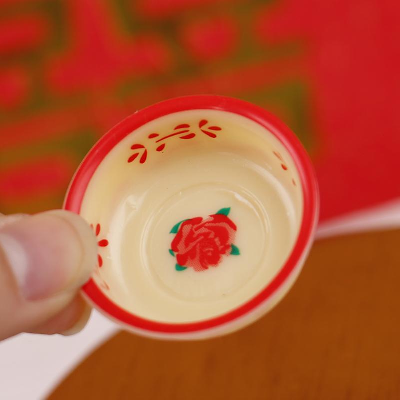 8Pcs/Set Dollhouse Miniature Chinese Wedding Gift Box Vintage Water Bottle Model