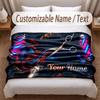 Barber Salon Theme Soft Blanket Personalized Custom Name Text Print Warm Blanket Home Sofa Bedroom Decor