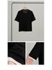 Women's Summer Mulberry Silk Short Sleeve Knit Top - Slimming Loose Pullover with Round Neck