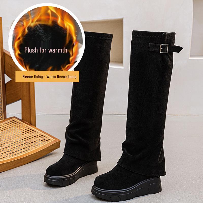 Botas Longas Detacháveis de Cano Alto com Manga Dupla: Design da Moda Feminina Outono/Inverno 2025 com Bico Aberto na Ponta.