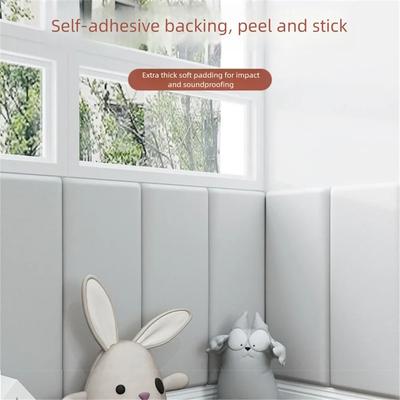 2pcs Self Adhesive 3D Wall Sticker Soft Bag Design Leather Soft Wall Panels 10mm Thick Anti-collision Anti-collision Wall Fence