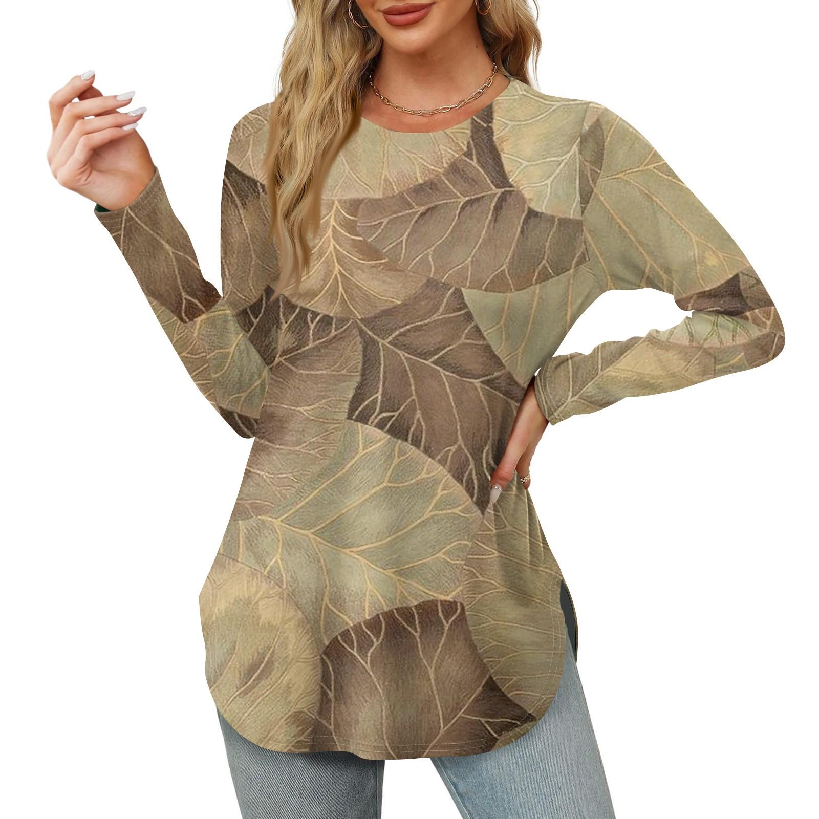 Женские рубашки с длинным рукавом и круглым вырезом — фото 16