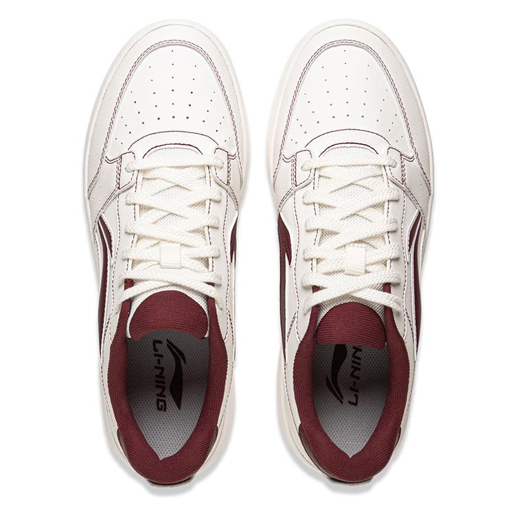 Li Ning Slip Resistant Cushioning Abrasion Resistant Breathable Low top Skateboard Shoes Men's White Red AGCV143-3