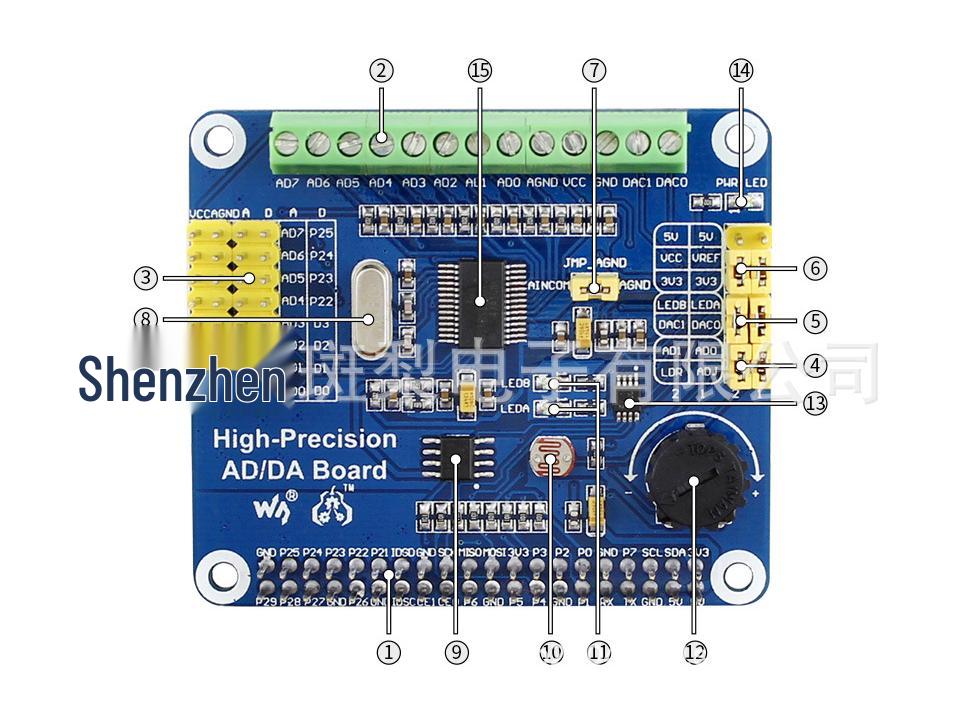 Raspberry Pi High-Precision AD/DA Expansion Board