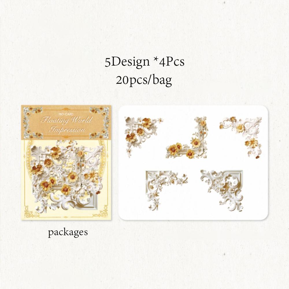 

Mr. Paper, 6 Styles, 20PCS, Hollow Relief Edge Stickers, Simulated Three-dimensional Border Collage Material Stickers