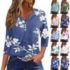 Women's T Shirt Tee Printed Button Short Sleeve Tunic Daily Weekend Fashion Basic V- Neck Regular Top