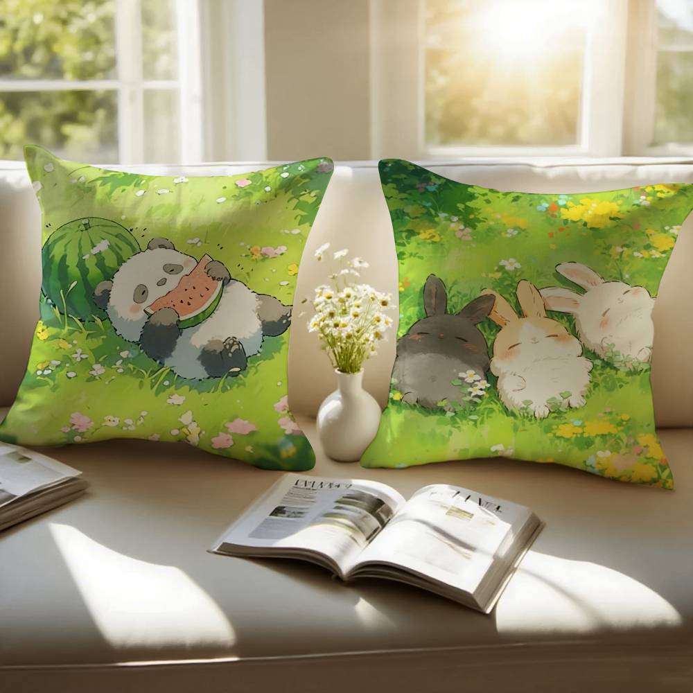 Cartoon Drawing Animal Pillow Case Sofa and Living Room Decorative Cushion Covers Dust-proof and Mite-proof Invisible Zipper