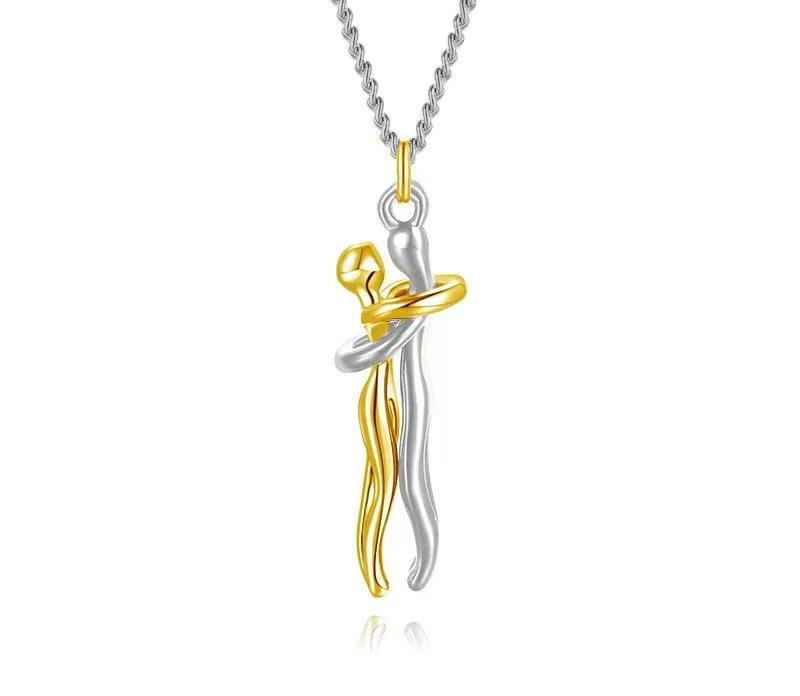 Europese & Amerikaanse Stijl Knuffelend Koppel Roestvrij Staal Hanger Ketting Cadeau