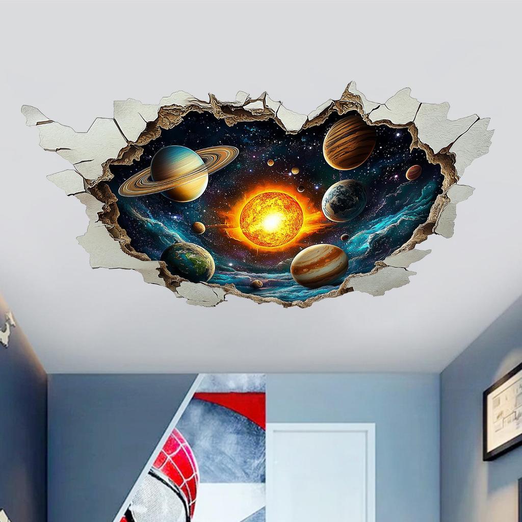 Creative Solar System Planet Wall Vinyl Stickers - Removable and Self-Adhesive Home Decor.