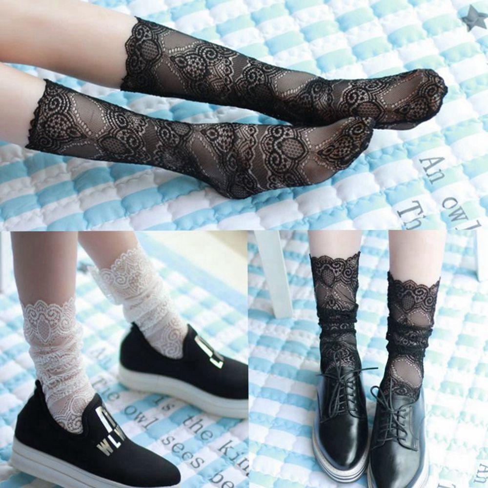 

Сексуальные прозрачные сетчатые кружевные носки с цветочным узором для девочек, короткие чулки