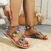 Summer Bohemian Cross Strap Hairball Pin-toe Flat Bottom Student Pin-toe Beach Shoes Sandals Batch