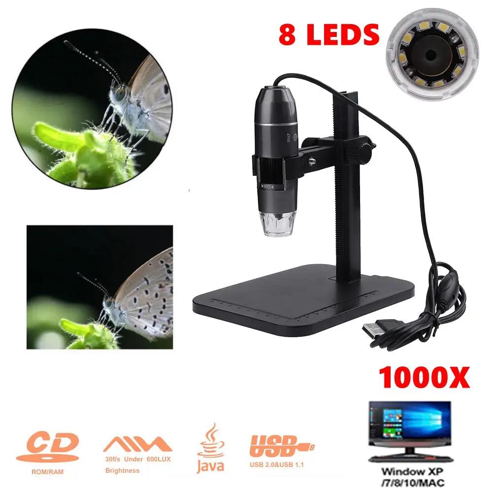 Microscópio HD 500-1600X Lupa LED Câmera Microscópio Digital Eletrônico Profissional USB para PC Celular Microscópio Digital