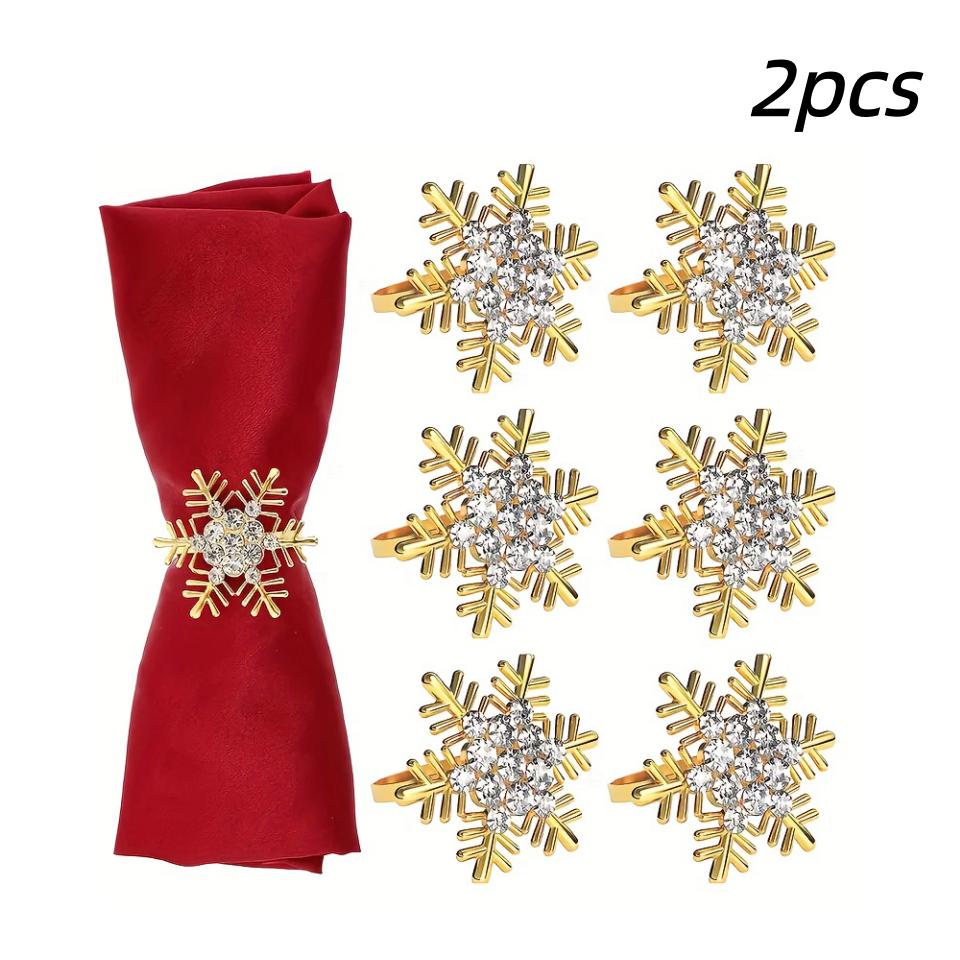 

Набор колец для салфеток «Снежинка и олень», с рождественскими элементами, подходит для Рождества, Дня благодарения и украшения вечеринок.