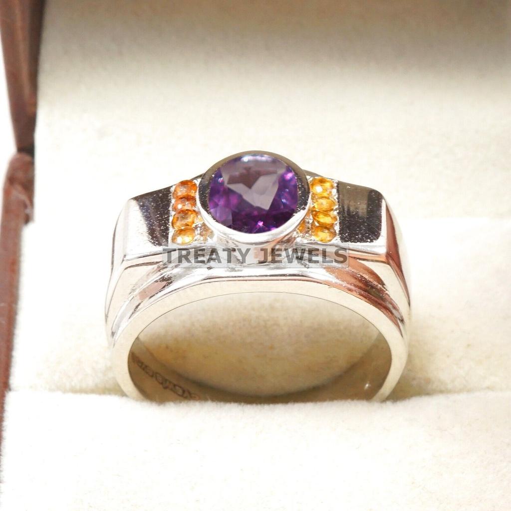 Alexandrite Oval Cut Gemstone With 925 Sterling Silver Ring For Men's #A643 JL375656944132