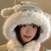 Thickened Ear Protection Hat Warm Lei Feng Cap Kawaii Little Sheep Plush Hat  Streetwear