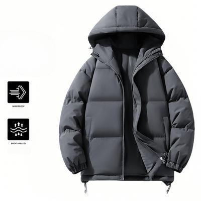 Vestes d'hiver chaudes à capuche pour hommes, manteau décontracté coupe-vent, parka épaisse rembourrée, veste matelassée à fermeture éclair intégrale pour hommes, vestes isolées avec capuche