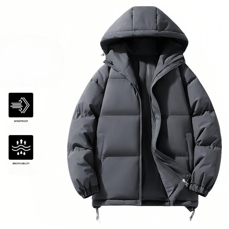 Winter Warm Hooded Jackets for Men Casual Windproof Coat Padded Thicken Parka Jacket Men's Quilted Full Zip Windbreaker Insulated Jackets with Hood