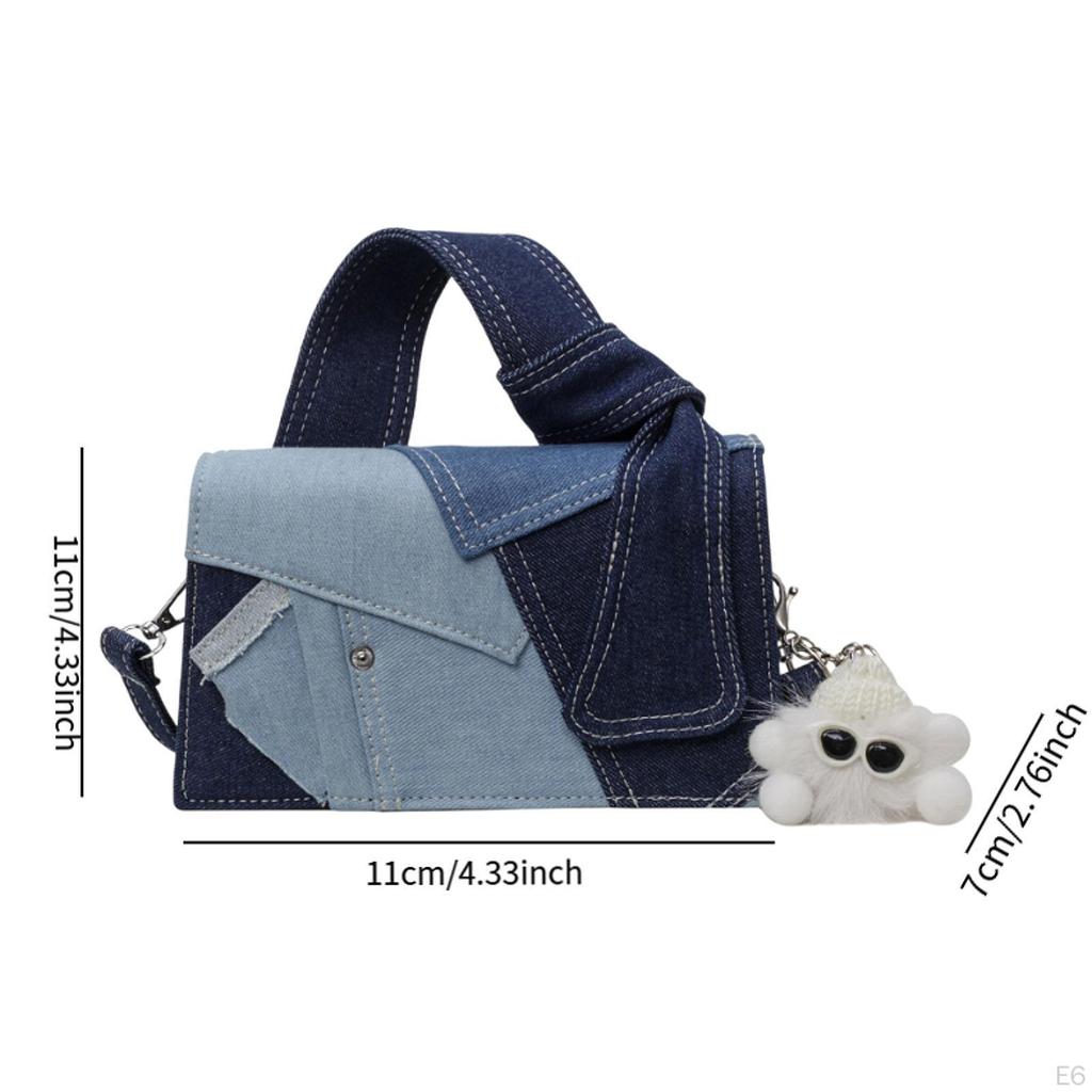 Women Denim Bag ,Patchwork Shoulder for Evening ,Teen Girl Work Ladies Party