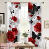 2Pcs Roses and Butterflies Print Curtains,suitable for Bedroom,living Room Kitchen Decoration,home Decoration,window Decoration